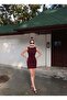 Linda Twill Fabric Backless Dress — Burgundy - 6