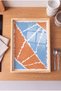 Multi-Colored Geometric Pattern - Rectangular Coffee Presentation, Engagement, and Serving Tray with Natural Wood Frame - 2