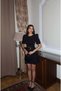 Double Fabric Princess Sleeve Belted Dress — Black - 3