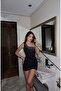 Dalgıç Kumaş Single Shoulder Stone Dress — Black - 3