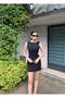 Linda Twill Fabric Backless Dress — Black - 4