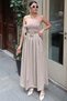 Polyviscon Fabric Belted Skirt — Beige