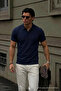 Men's Relax Fit Embroidered Navy Blue Polo Neck t Shirt - 2