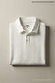 Men's Casual Textured Short Sleeve White Polo Collar T-Shirt - 4