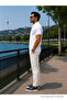 Men's Comfort White Polo Neck T-Shirt with Pockets - 6