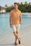 Men's Trend Summer Basic Orange Polo Neck T-Shirt - 4