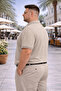 Men's Striped Plus Size Beige Knitwear Polo Neck T-Shirt - 2