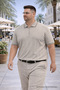 Men's Striped Plus Size Beige Knitwear Polo Neck T-Shirt