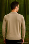 Men's Striped Zippered Polo Neck Beige Winter Sweater - 4