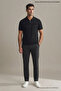 Men's Trend Black Polo Collar Knitwear T-Shirt - 2