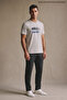 Gray Men's Keep Your Head up Printed Crew Neck Loose Fit T-Shirt - 4