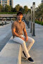 Men's Comfortable Fit Pocket Casual Brown Polo Neck T-Shirt - 4