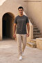 Dark Gray Men's Be a Nice Human Printed Crew Neck Loose Fit T-Shirt - 3