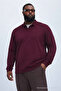 Men's Trend Large Size Burgundy Polo Collar T-Shirt