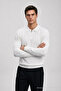 Men's Knitwear Winter White Polo Collar Striped Sweater - 5