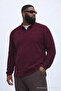 Men's Trend Large Size Burgundy Polo Collar T-Shirt - 4