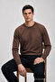 Men's Trendy Crew Neck Comfortable Dark Brown Knitwear Sweater - 4