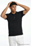 Men's Embroidered Loose Short Sleeve Black Polo Neck T-Shirt - 2