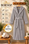Unisex Gray Bathrobe 100% Cotton |   High Quality, Hooded and Ribbed - 2