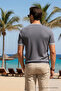 Men's Summer Trend Short Sleeve Knitwear Smoked T-Shirt - 5