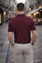 Men's Trend Striped Premium Claret Red Polo Neck T-Shirt - 5