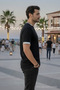 Men's Summer Trend Short Sleeve Knitwear Black T-Shirt - 2