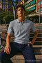 Men's Striped Zippered Trendy Gray Polo Collar t Shirt - 5