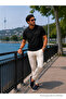 Men's Comfort Black Polo Neck T-Shirt with Pockets