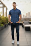 Men's Cotton Pack Premium Comfort Patterned Indigo Polo Neck T-Shirt