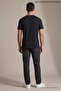Black Men's La Printed Crew Neck Loose Fit T-Shirt - 6