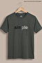 Khaki Green Men's Simple Printed Crew Neck Loose Fit T-Shirt - 5
