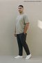 Beige Plus Size Men's Basic Crew Neck T-Shirt - 4