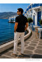 Men's Premium Imported Textured Fabric Striped Black Polo Collar T-Shirt - 2