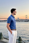 Men's Trend Mercerized Double Pocket Indigo Polo Collar T-Shirt - 3