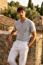 Men's Patterned Casual Knitwear Gray Polo Neck t Shirt - 4
