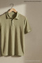 Men's Casual Textured Short Sleeve Green Polo Collar T-Shirt - 3