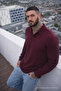 Men's Large Size Burgundy Polo Long Sleeve T-Shirt - 2