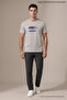 Gray Men's Keep Your Head up Printed Crew Neck Loose Fit T-Shirt