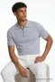 Men's Striped Knitwear Comfortable Fit Gray Polo Collar t Shirt - 5