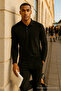 Men's Casual Long Sleeve Black Polo Neck T-Shirt - 3