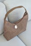 Plain Suede Dark Mink Women's Shoulder Bag - 4