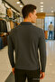 Men's Trend Zippered Long Sleeve Smoked Polo Neck Sweater - 5