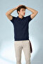 Men's Relax Fit Navy Blue Pocket Polo Collar t Shirt - 2