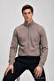 Men's Regular Fit Zipper Pocket A.Brown Winter Cardigan - 4