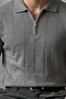 Men's Striped Relax Fit Knitwear Smoked Polo Neck t Shirt - 6