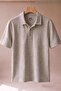 Men's Trend Linen Textured Gray Polo Neck T-Shirt - 4
