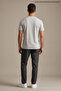 Gray Men's Paris Printed Crew Neck Loose Fit T-Shirt - 6