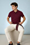 Men's Relax Fit Claret Red Polo Neck T-Shirt with Pockets - 4