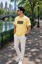 Men's Printed Crew Neck Yellow Loose T-Shirt - 3