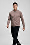Men's Regular Fit Zipper Pocket A.Brown Winter Cardigan - 3